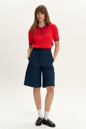 Patchy patchy denim-bermudas shorts
