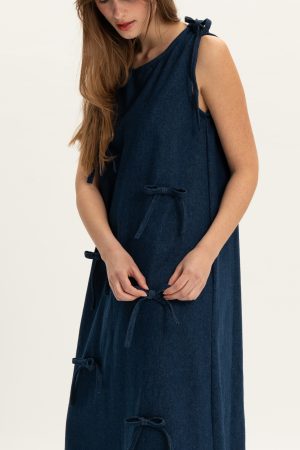 Full bows denim dress